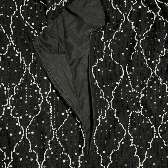 Silhouettes Dress Women's 20 ROARING 20s Sequins Beaded Flapper Girl Dress Black - Picture 15 of 17